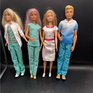 Barbie You Can Be Anything: Doctors And Nurses Lot Of 4 Dolls W/ Outfits Shoes